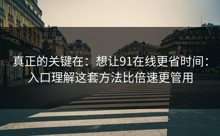 真正的关键在：想让91在线更省时间：入口理解这套方法比倍速更管用
